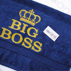 Махровое ручное полотенце с вышивкой "Big Boss"