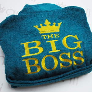 Мужской махровый халат с вышивкой "THE BIG BOSS"