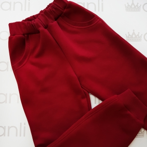 Объемные брюки с начесом бордово-винного цвета