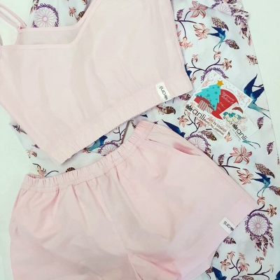 Домашние шорты с карманами светло-розовый однотон